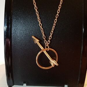 Arrow w Circle Gold Tone Necklace "24